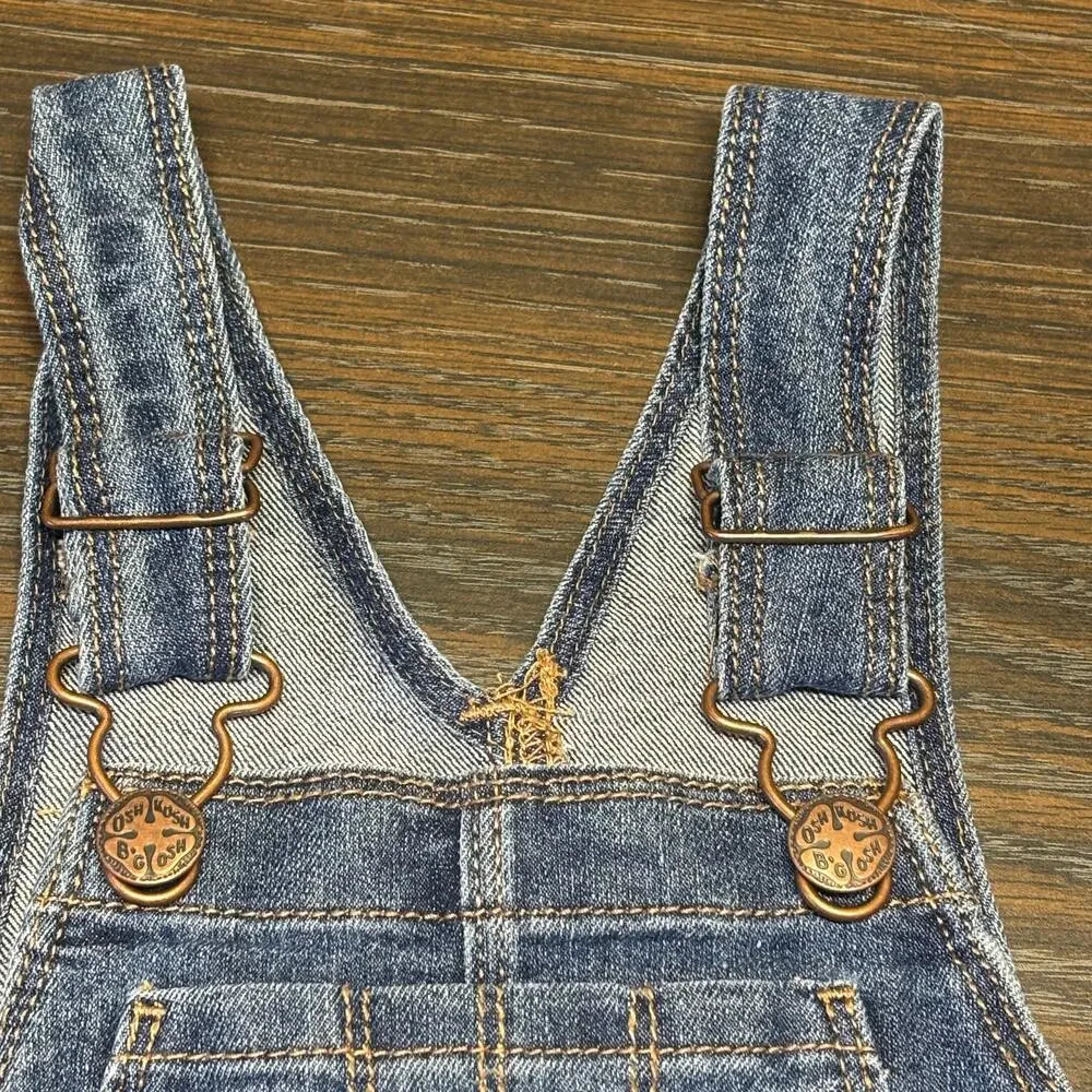 OshKosh B'gosh Overalls Dress 3T Toddler Blue Red Checkered Vestbak Denim Jumper